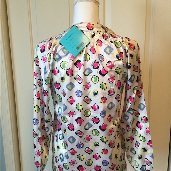 NWT jeweled pattern satin shirt size XS - Picture 3 of 5